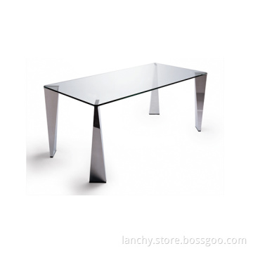 Glass Top Dining Table with Stainless Steel Leg (DT-SJ180)